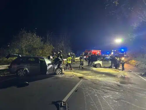 Blick auf die Einsatzstelle des Großeinsatzes