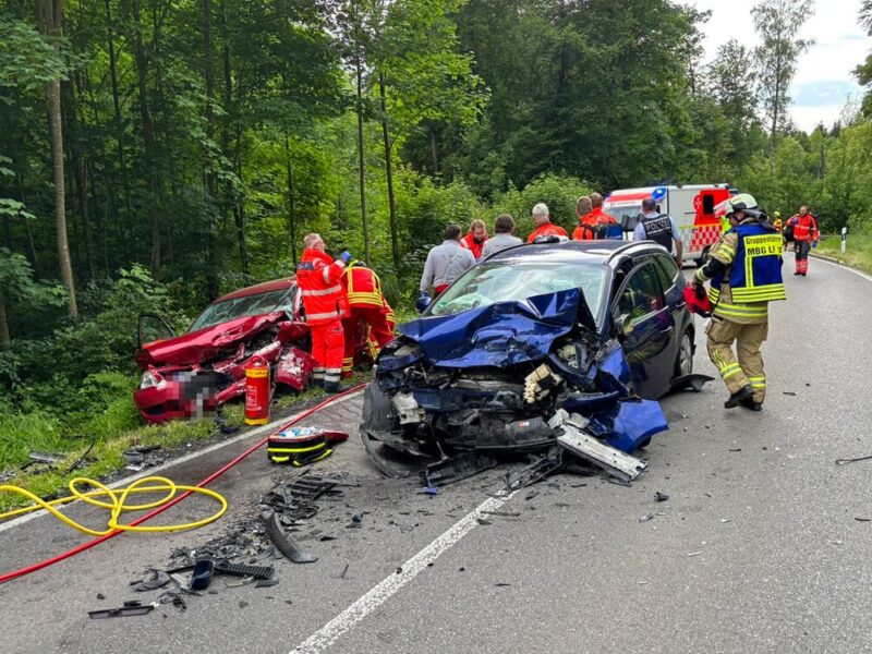 Einsatz auf der K7783 am 27. Mai 2025 nach einem schweren Begegnungsunfall. Foto: KFV Bodenseekreis