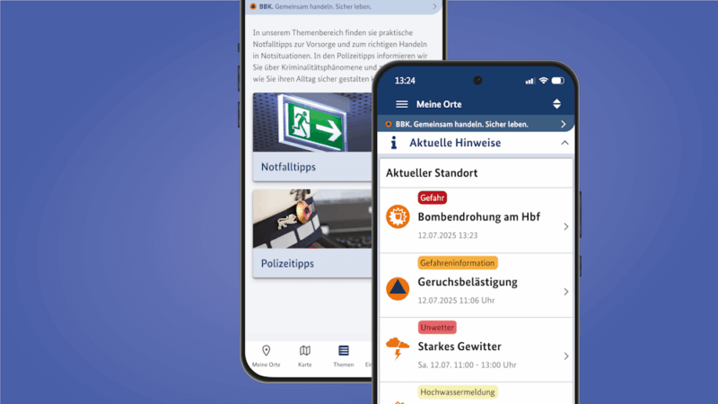 Wachsende Verbreitung: Die Warn-App NINA gibt es seit über zehn Jahren und sie hat inzwischen 12 Millionen Nutzer. (Bildquelle: BBK)