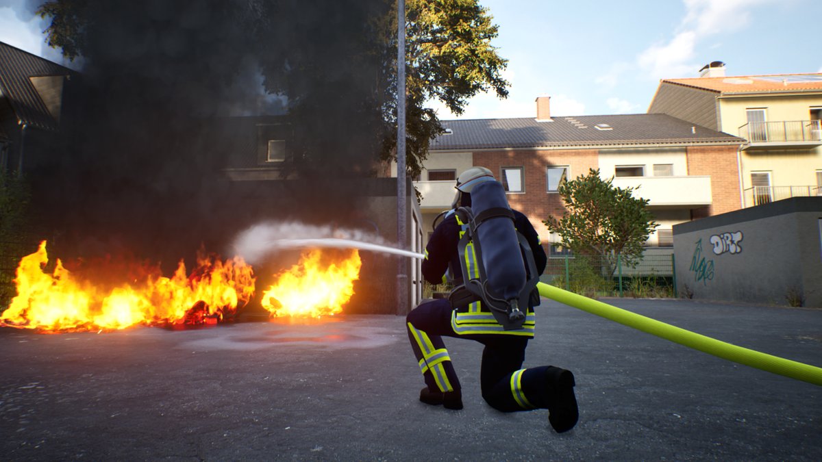 Professionelle Handgriffe: Im Einsatz muss jeder wissen, was zu tun ist. Doch Feuerwehrdienst bedeutet mehr als Brandschutz und Löschen. (Screenshot: Aerosoft)